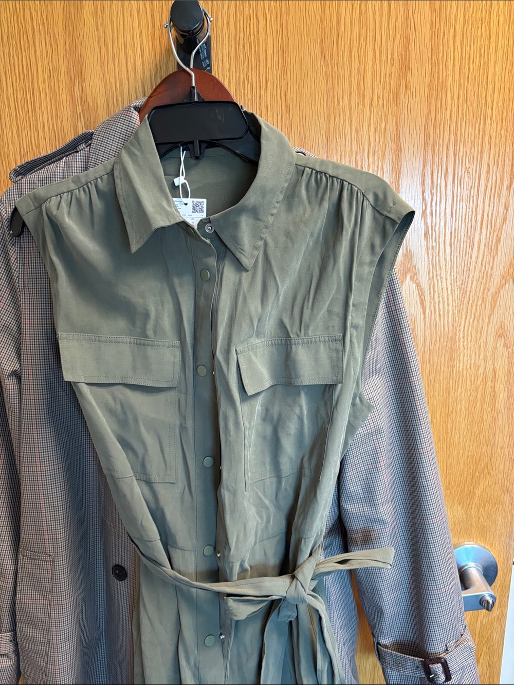 Mango Olive Green Sleeveless Utility jumpsuit with Tie Waist
